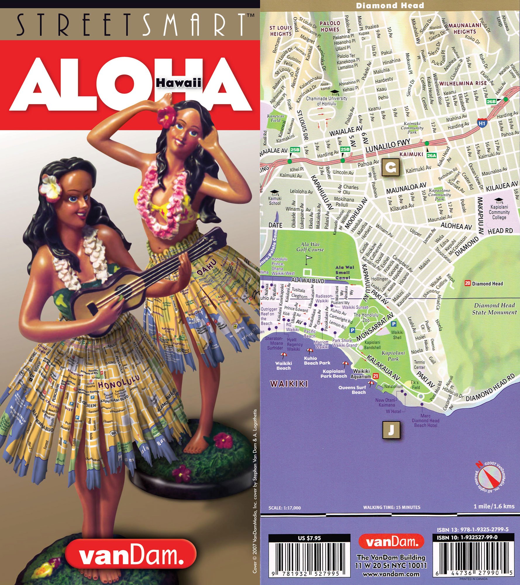 StreetSmart® Hawaii Map by VanDam — Laminated pocket size City Street Map to Honolulu & the Hawaiian Islands including Oahu, The Big Island, Maui,