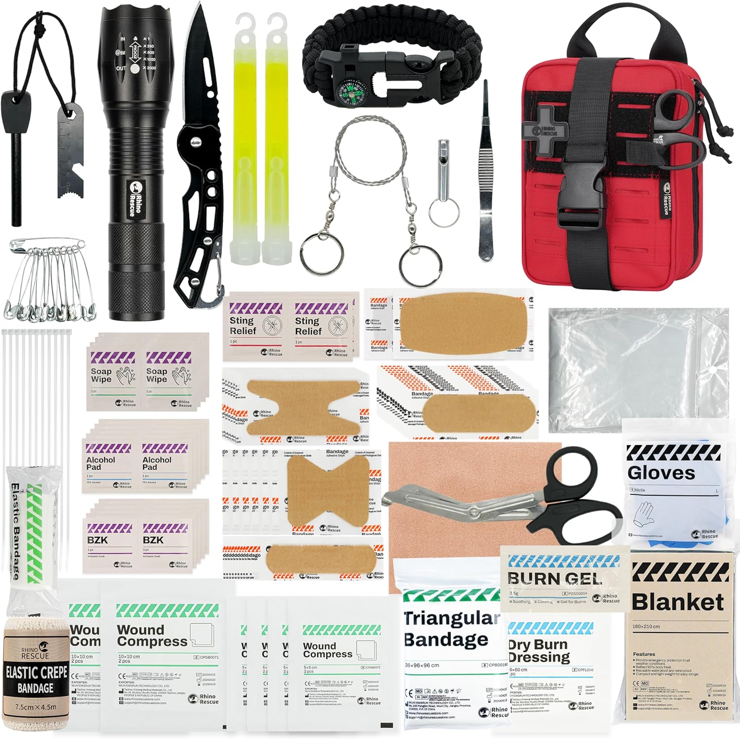 RHINO RESCUE Survival First Aid Kit, HSA/FSA Eligible, Emergency Kit Molle Pouch IFAK Medical Kit for Vehicles Car Camping Backpacking Hiking Hunting RHINO RESCUE Survival First Aid Kit, HSA/FSA Eligible, Emergency Kit Molle Pouch IFAK Medical Kit for Vehicles Car Camping Backpacking Hiking Hunting