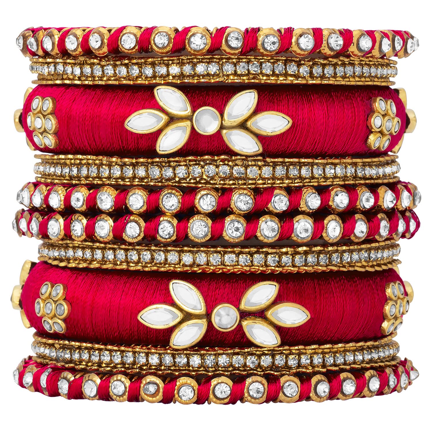 Aheli Royal Design Silk Thread Bangle Set Saree Matching Bracelet Chuda Indian Traditional Fashion Jewellery for Women