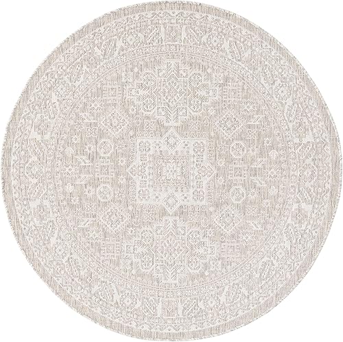 Miniatura 139 de Rugs.com Outdoor Aztec Collection Alfombra – 4 x 6 pies alfombra de tejido plano gris carbón perfecta para salas de estar, grandes comedores, planos