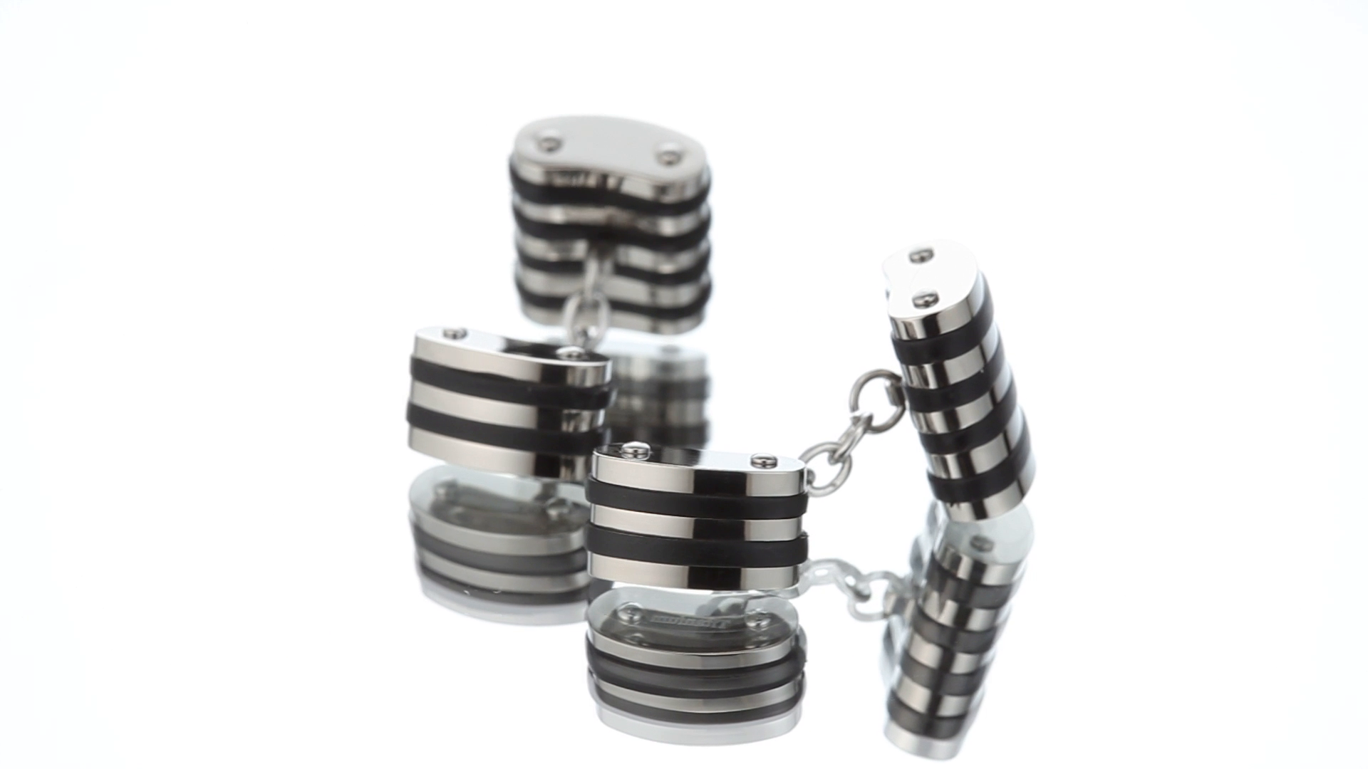 Mancuernillas para hombre de titanio pulido negro miniatura 5