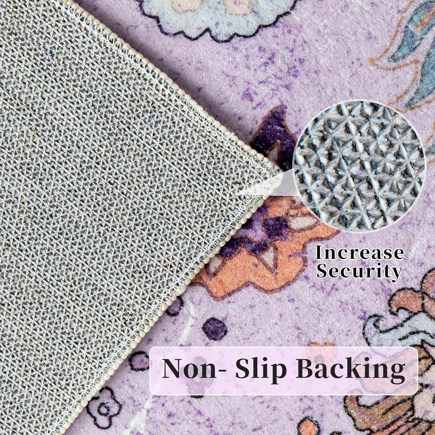 ‌Vintage Persian Style Large Area Wool Rug, Luxurious Bedroom Decor, Sound Absorption & Slip Resistance, Soft Underfoot Low Pile,5x7 ft Area Carpet-Purple