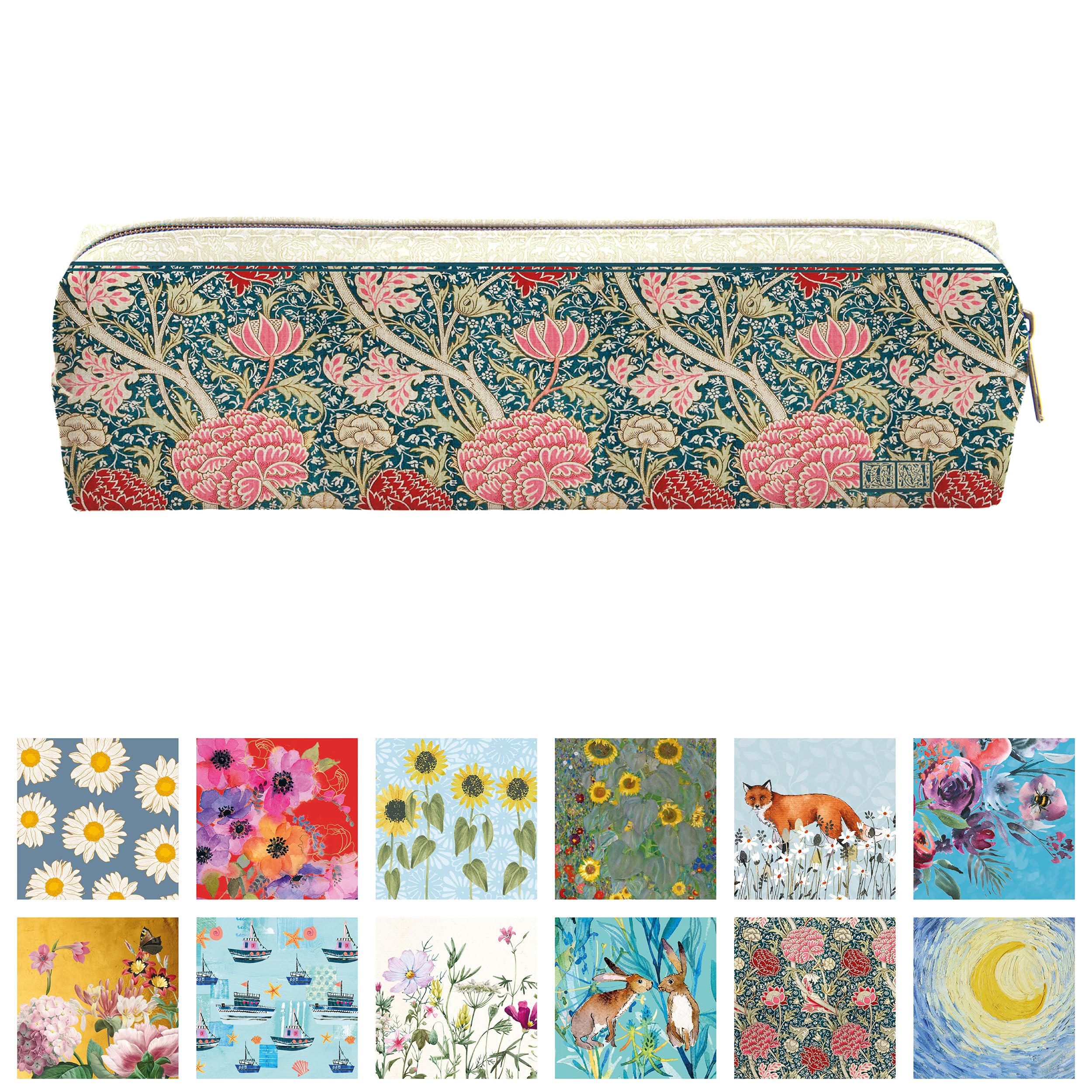 TGSC | William Morris - Cray | Gifted Stationery Pencil Case | Aesthetic Slim Pencil Case for School Supplies, Office Supplies, Drawing Pencils, Markers and More. 60mm × 220mm × 70mm