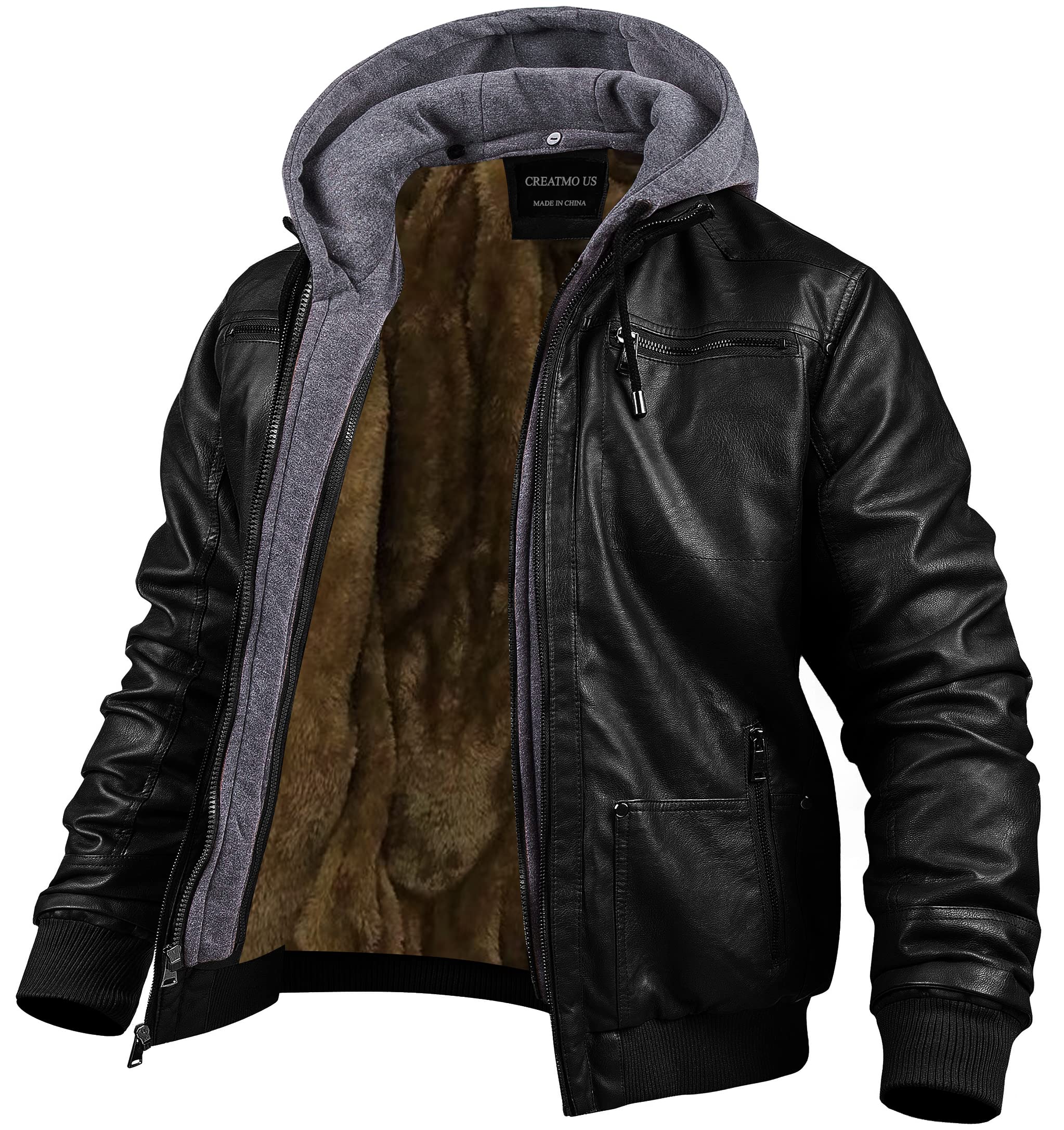 Men's Faux Leather Jacket Motorcycle Jacket Waterproof Windproof PU Moto Vintage Bomber H…