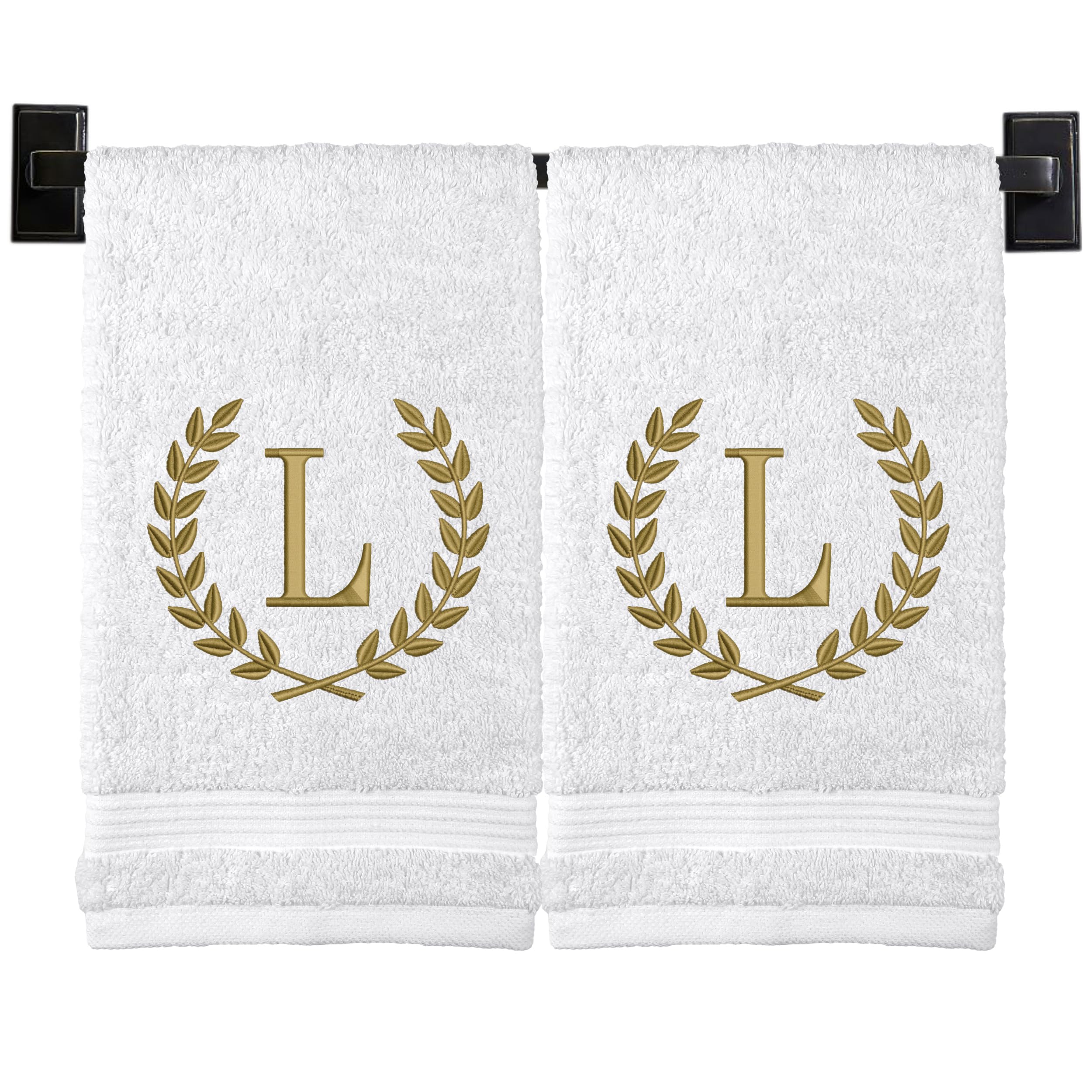 Custom Luxury Towels Monogrammed Hand Towels for Bathroom | Set of 2 | Genuine Turkish Towels | Choose Towel and Thread Color | A - Z | Monogrammed