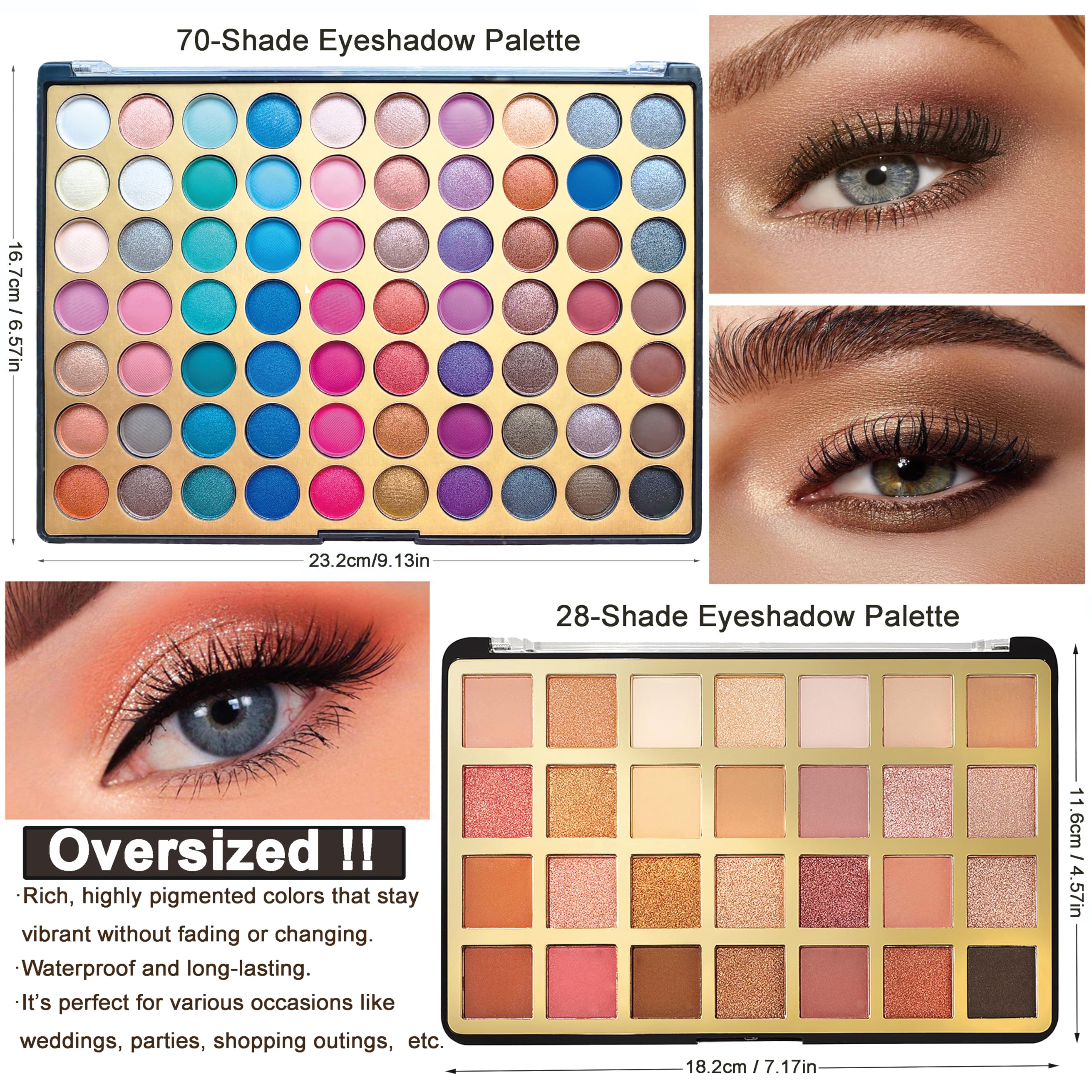 Set Maquillaje Mujer - Estuche Maquillaje con 2 Colores Sobredimensionados Paleta Sombra de Ojos - Portátil Kit Maquillaje Mujer para Adolescentes y Adultas
