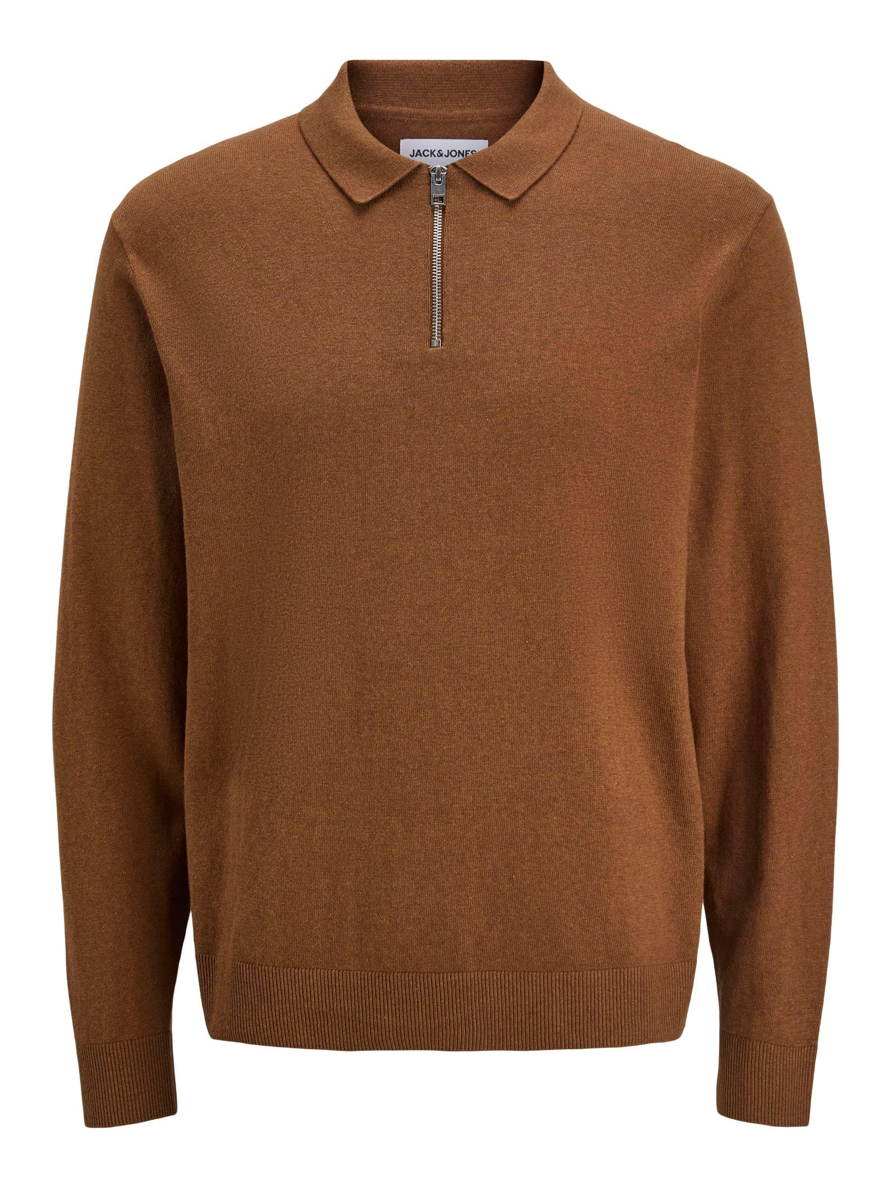 JACK & JONES Jjeemil Knit Polo Half Zip LS Noos, Monks Robe, S