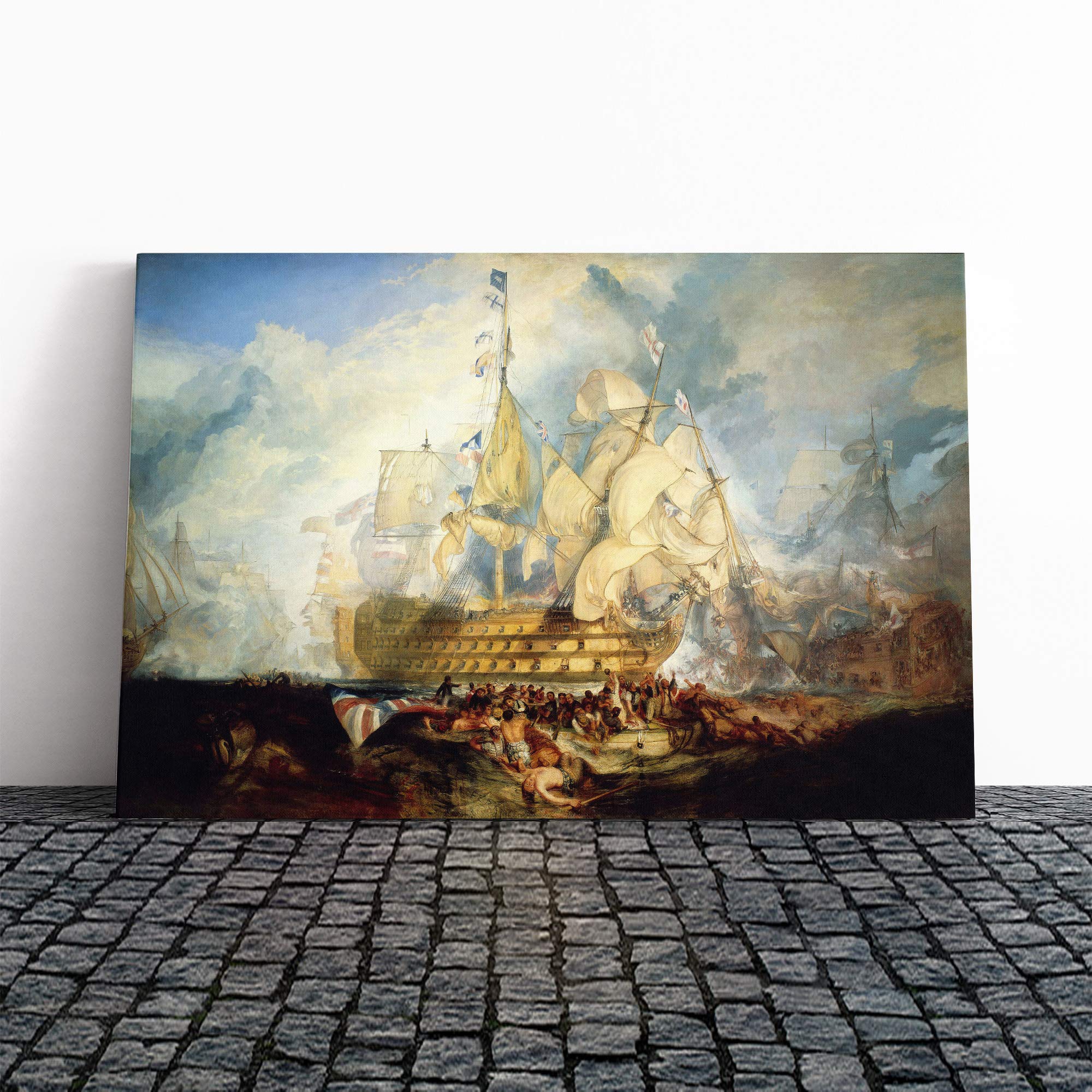 Joseph Mallord William Turner The Battle of Trafalgar Canvas Print | Gallery Wrapped 30mm Frame Wall Art | 24x16 inches | Ready to Hang | Modern Picture | Living Room Bedroom Lounge Office