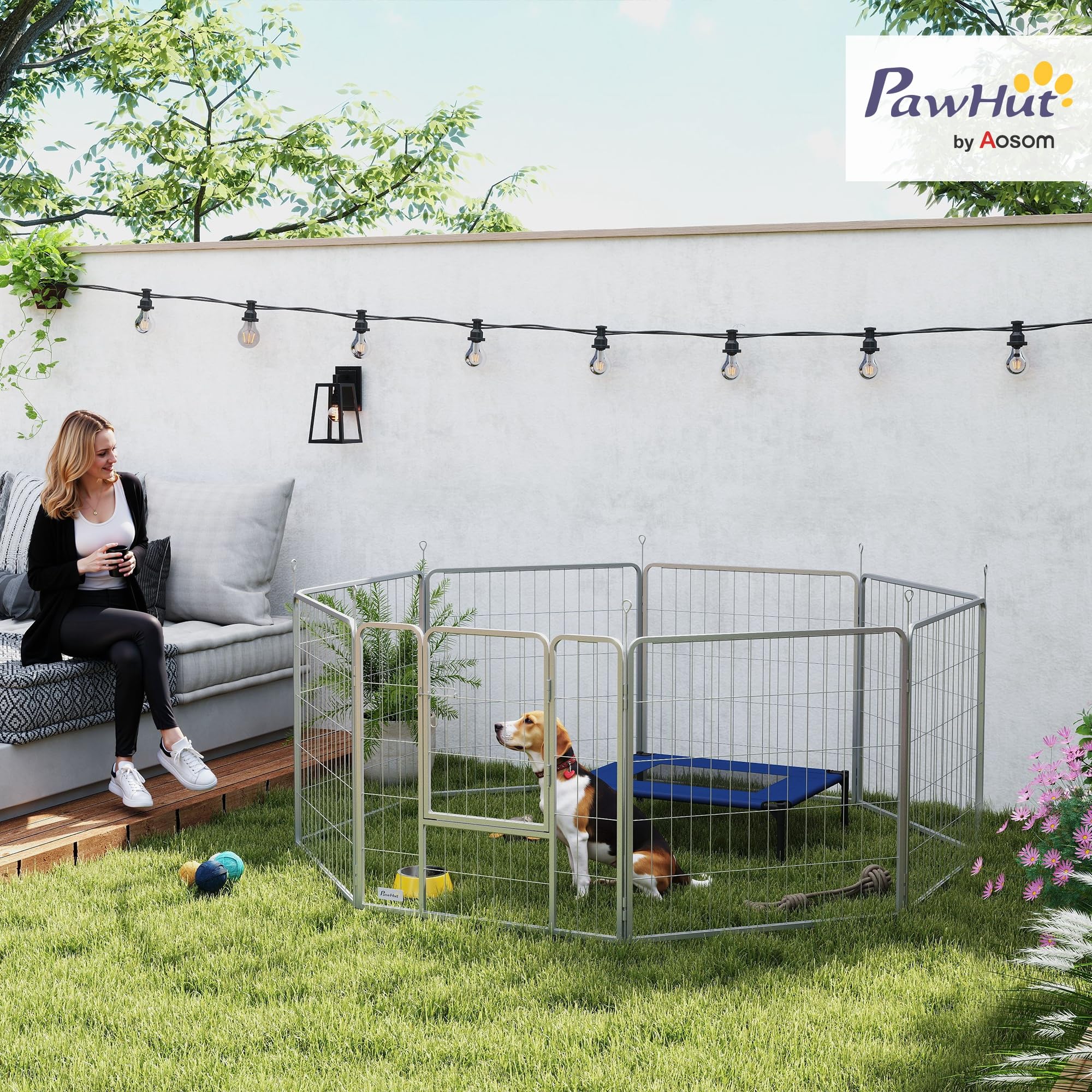 PawHut Kojec dla psów 8-częściowy 80 cm z siatki