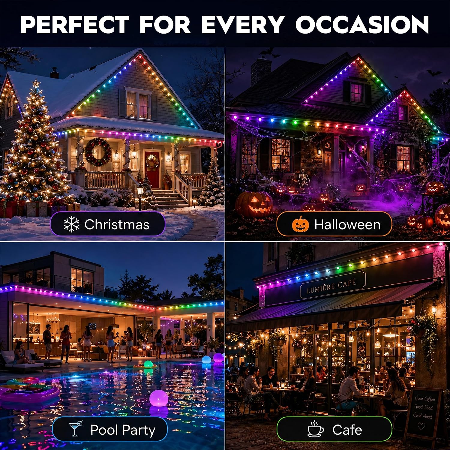 Permanent Outdoor Lights, Permanent Outdoor Lighting with App/Remote IP67 Waterproof for Daily, Christmas, Halloween,Valentine's Day, Holiday, Party Outdoor Decor (50ft) image 5