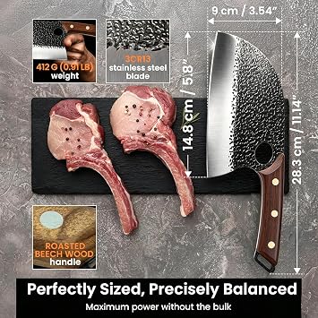 ACMETOP Kitchen Meat Cleaver Knife Japanese Steel Butcher Knife,5.8 Inch Chef Knife for Meat & Vegetables Kitchen Gift for Mother Father