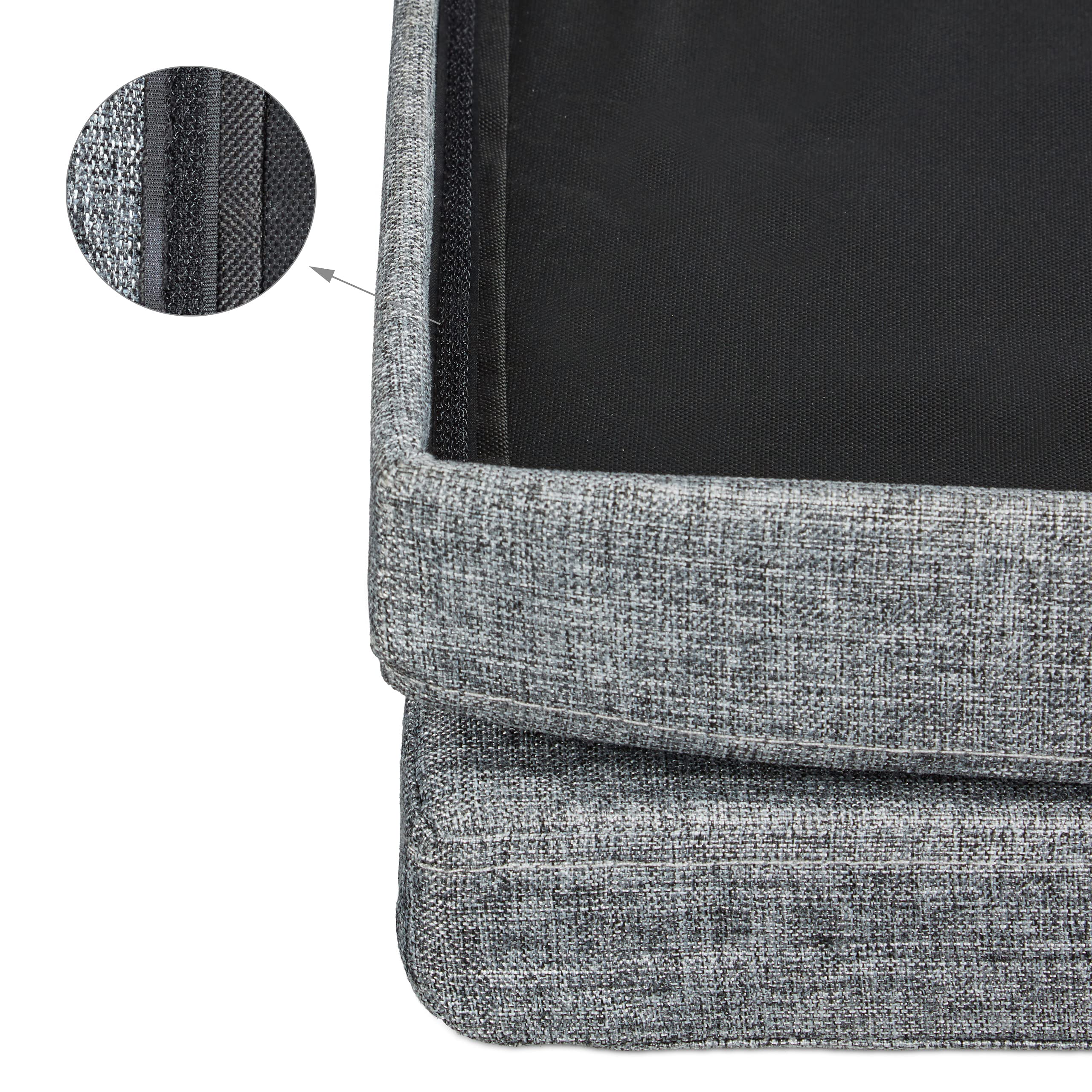 Relaxdays Puff Almacenaje con Respaldo, Taburete Plegable, Asiento, Baúl, Caja, Lino, 1 Ud., 73 x 38 x 38 cm, Gris