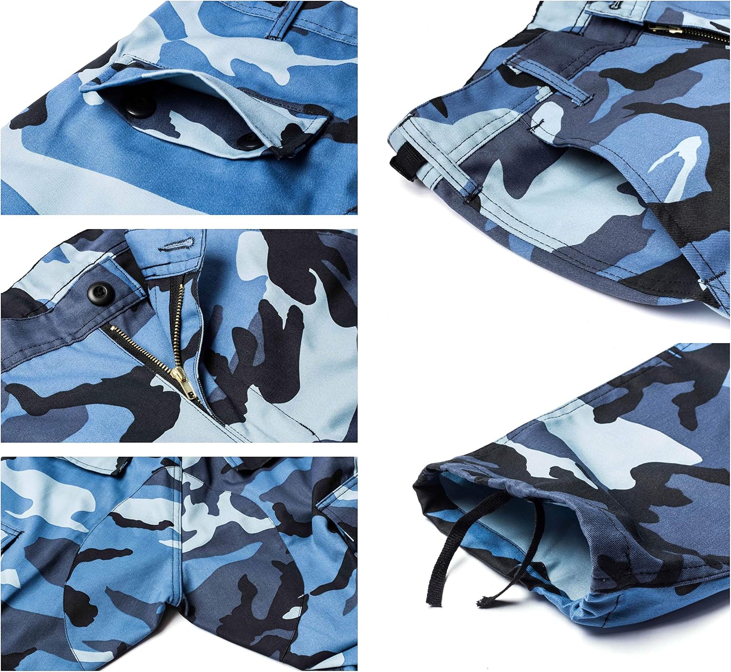BACKBONE Men's Camouflage Cargo Pants, Street Style Multi‑Pocket BDU Trousers