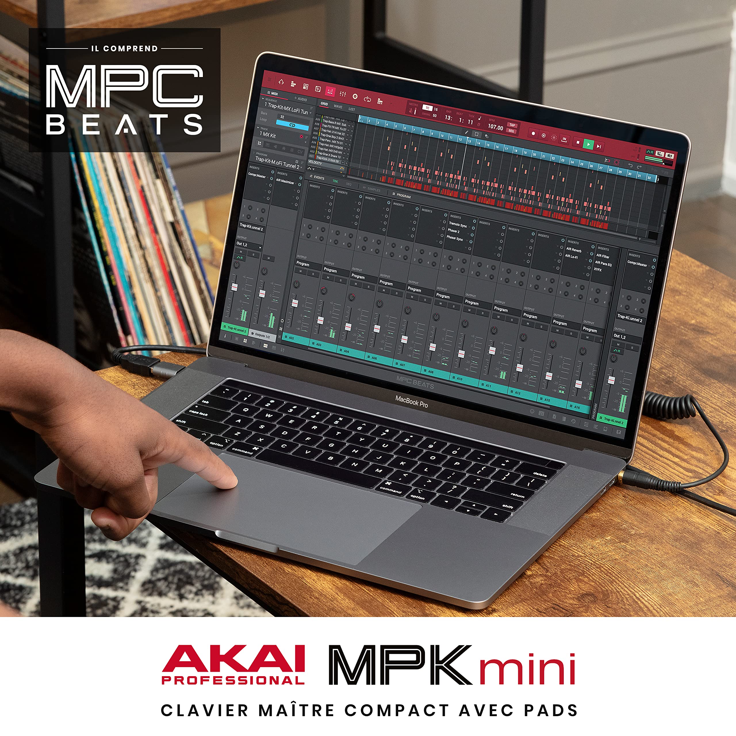 Akai Professional MPK Mini MK3 - Clavier MIDI USB Portable avec 25 Touches, 8 Pads de Batterie, Logiciels et Native Instruments Sound Package (NKS Integration)
