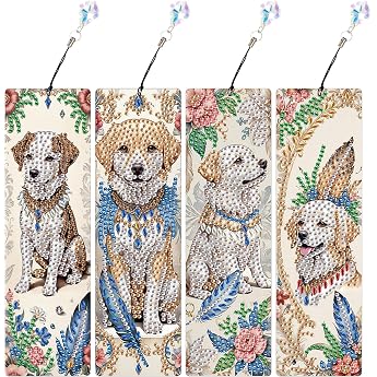 JISHSHAY 4 St ck Diamond Painting Lesezeichen Hund Diamant Painting Lesezeichen Tiere Diamantmalerei Bookmark Diamant Malerei Book Marks Mosaik Bastelset Erwachsene Diamaond Malerei Bookmarks