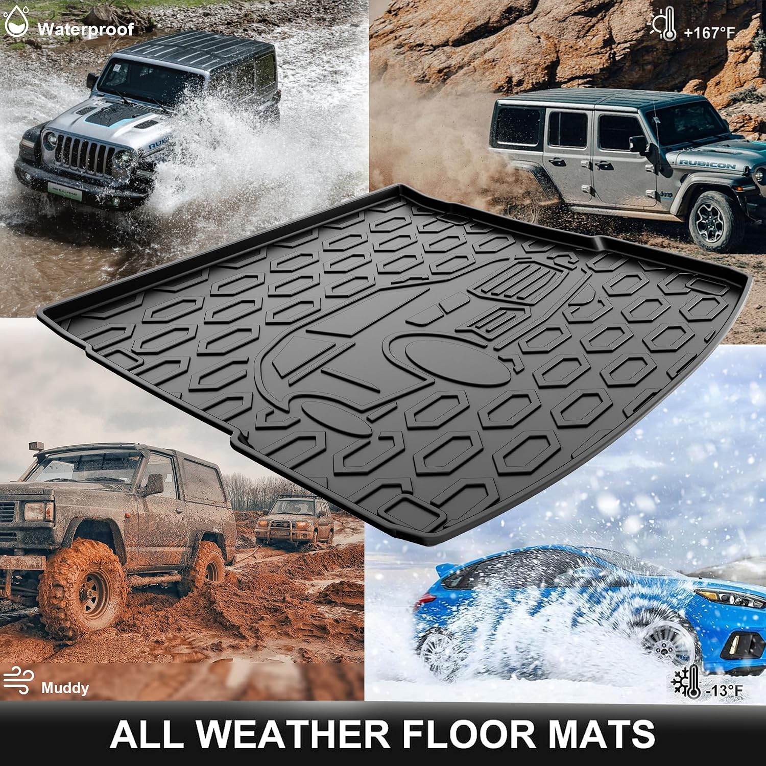 AOMSAZTO Premium Cargo Liner for Audi Q5 2018-2024: 100% Protection - TPE Look Textured Surface Skid-Resistant Waterproof Audi Mat Trunk Q5 SQ5 (NOT FIT Hybrid Model)