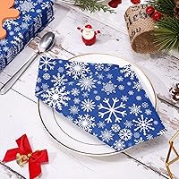 Vista 3 de AnyDesign Servilletas de papel desechables de 3 capas de copos de nieve de color azul, servilletas de papel decorativas para cena de Navidad