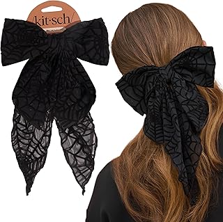 Kitsch Black Ribbon Hair Clip for Women – Trendy Hair Bow Clip | Stylish...