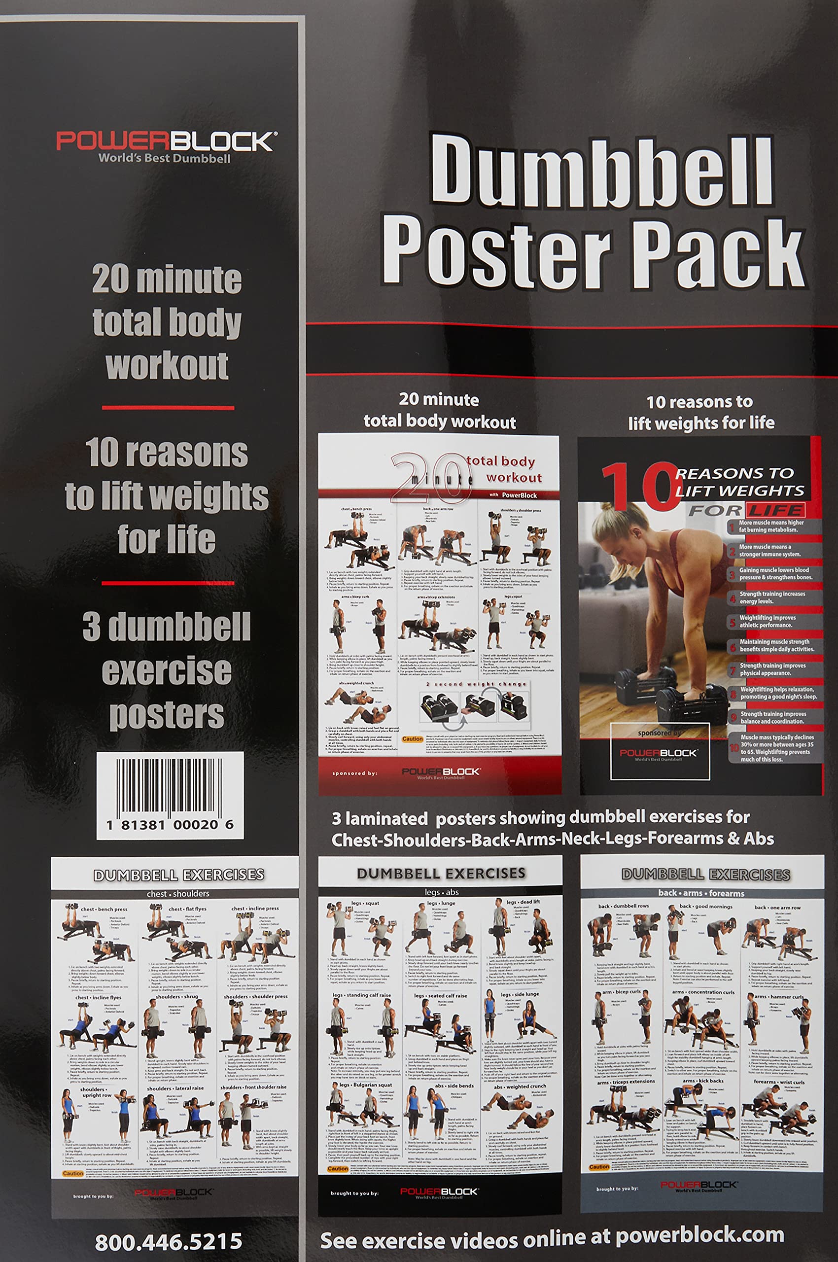 Buy POWERBLOCK Exercise Poster 3Pack, 18” x 24” Each, 20Minute Total