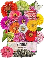 Vista 1 de Seed Needs Zinnia Seeds 15+ variedades Specialty Crazy Blend Más de 1000 semillas de Zinnia Elegans de polinización abierta Incluye California