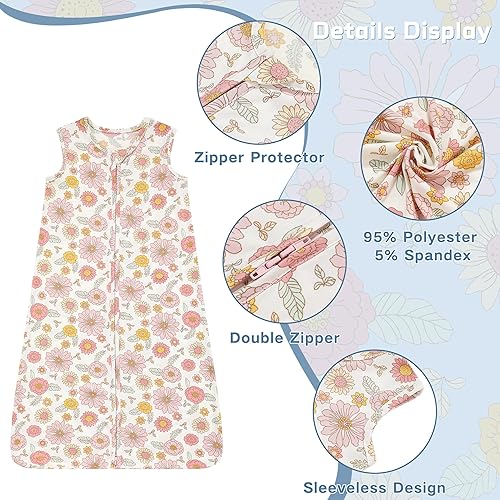 Miniatura 2 de DaysU - Saco de dormir para bebé de 0 a 6 meses, elástico, manta portátil para bebé niña, cierre de 2 vías, TOG 0.5, transpirable y ligero, paquete