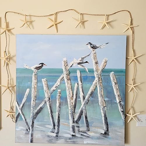 Miniatura 5 de Guirnalda de playa costera de Navidad de 10 pies (120 pulgadas) con 12 piezas de estrellas de mar reales, decoración náutica, decoraciones de fiesta