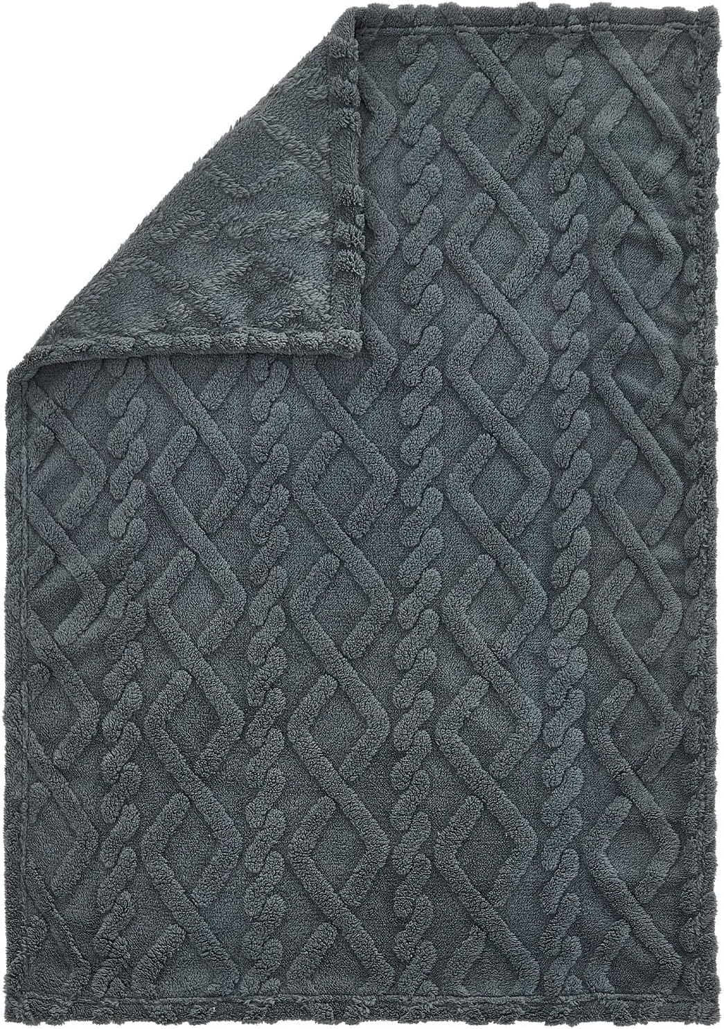 KMUSET Kids Blanket for Boys Girls 30 x 40 inches, Soft Cozy Fuzzy Swaddle 3D Jacquard Dark Grey Throw Blanket - Image 4