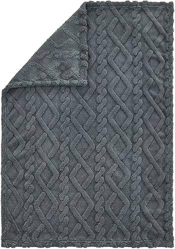 Miniatura 4 de KMUSET Manta infantil para niños y niñas, 30 x 40 pulgadas, manta suave y acogedora manta de jacquard 3D gris oscuro