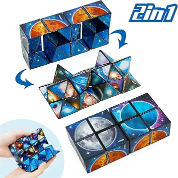 Infinity Cube Toys Magic Star Cube, 2 in 1 3D Cube, Folding Cube, Infinity Cube Puzzle, Magic Cube, 2 in 1 Set, Infinity Cube, Euclidean Cube, Stress Relief, Brain Development, Brain Training