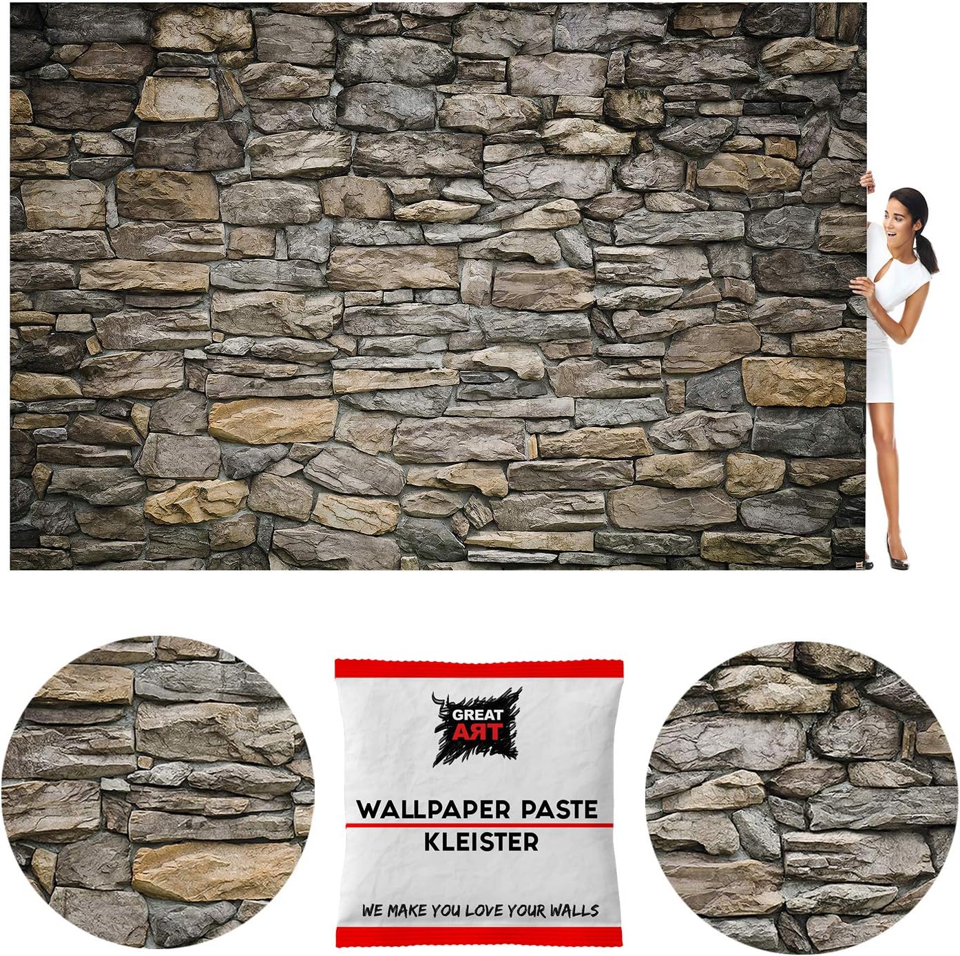 🛒 Crazy Deals Great Art Photo Wallpaper Grey Stonewall Decoration 132.3x93.7in / 336x238cm – Industrial Design Look Wall Cladding Tapestry Natural Stone Modern Style – 8 Pieces Includes Paste Limited Stock Great Art Photo Wallpaper Grey Stonewall Decoration 132.3x93.7in / 336x238cm – Industrial Design Look Wall Cladding Tapestry Natural Stone Modern Style – 8 Pieces Includes Paste