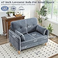 Vista 2 de Hanherry Loveseat Sofa, 47” Small Couch for Living Room, Comfy Chenille Fabric Love Seat for Bedroom with Throw Pillow,Removable Cushion