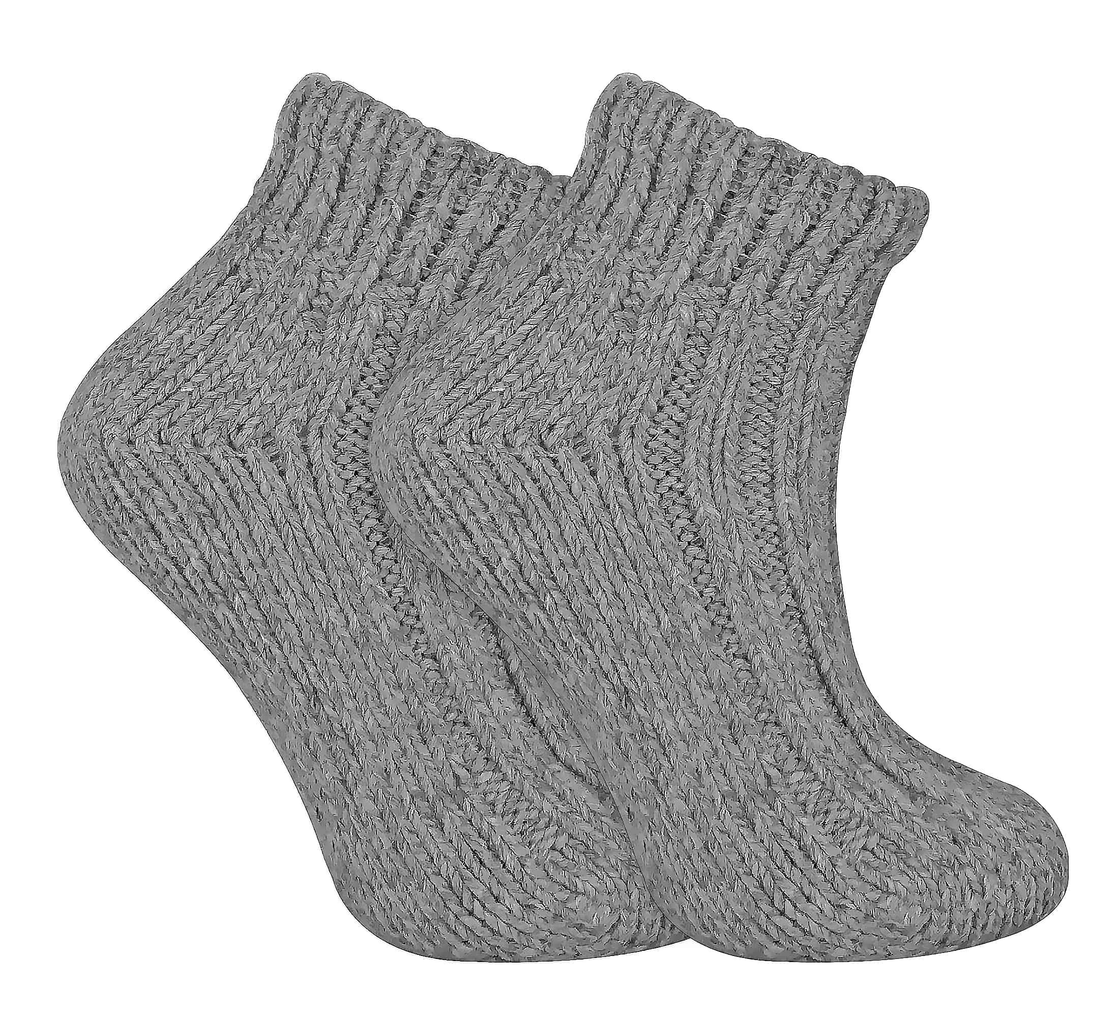 Ladies Chunky Knit Winter Warm Ribbed Low Cut Wool Blend Ankle Boot Socks