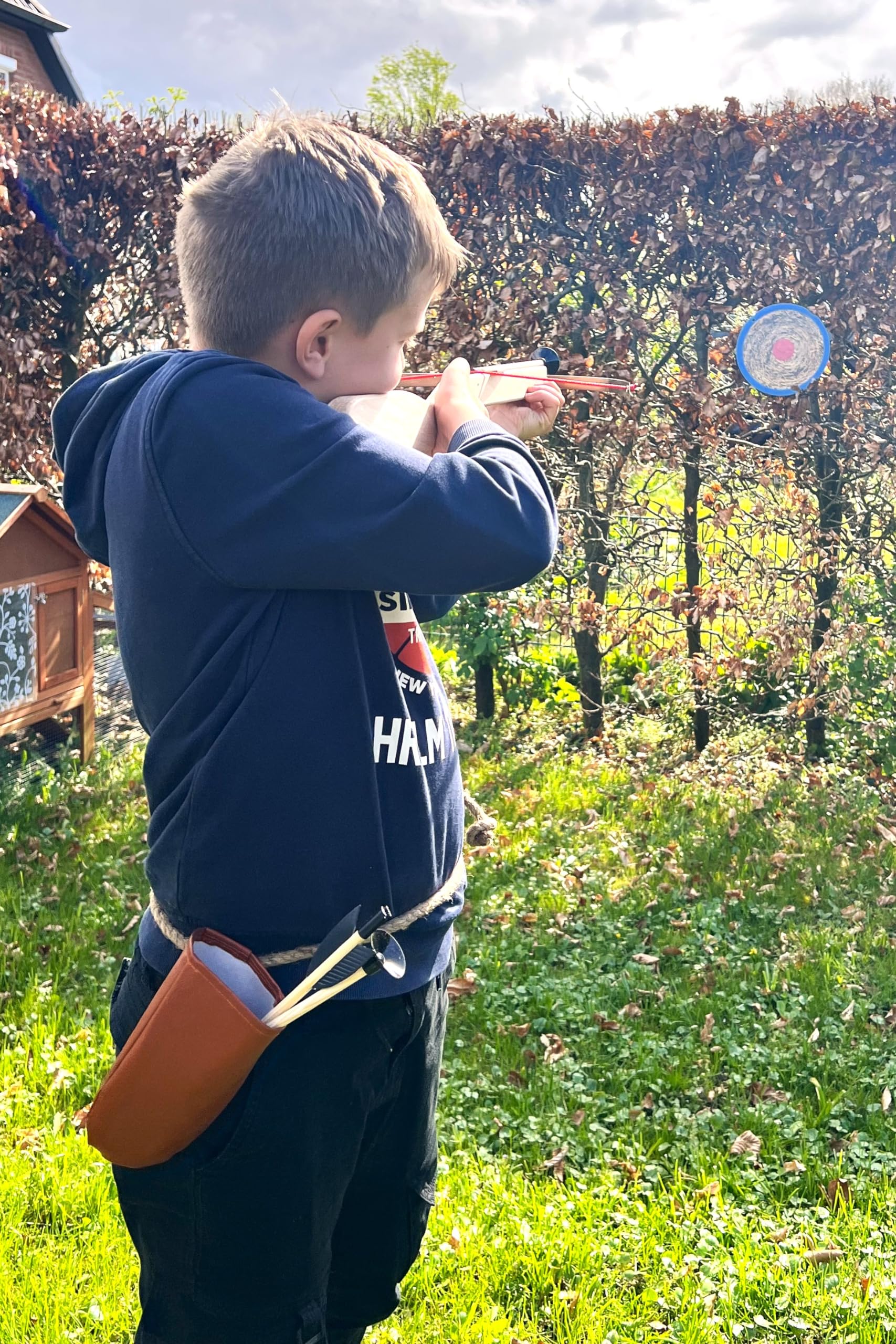 Großes Armbrust-Set: Armbrust + Köcher + Bolzen/Pfeile | Ritter, Piraten, Schießsport für Kinder