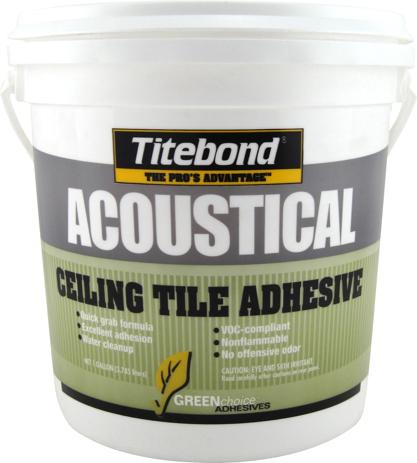 Titebond 2706 GREENchoice Acoustical Ceiling Tile Adhesive, 1 Gal Pail - Fast Grab, No Sag, VOC-Compliant