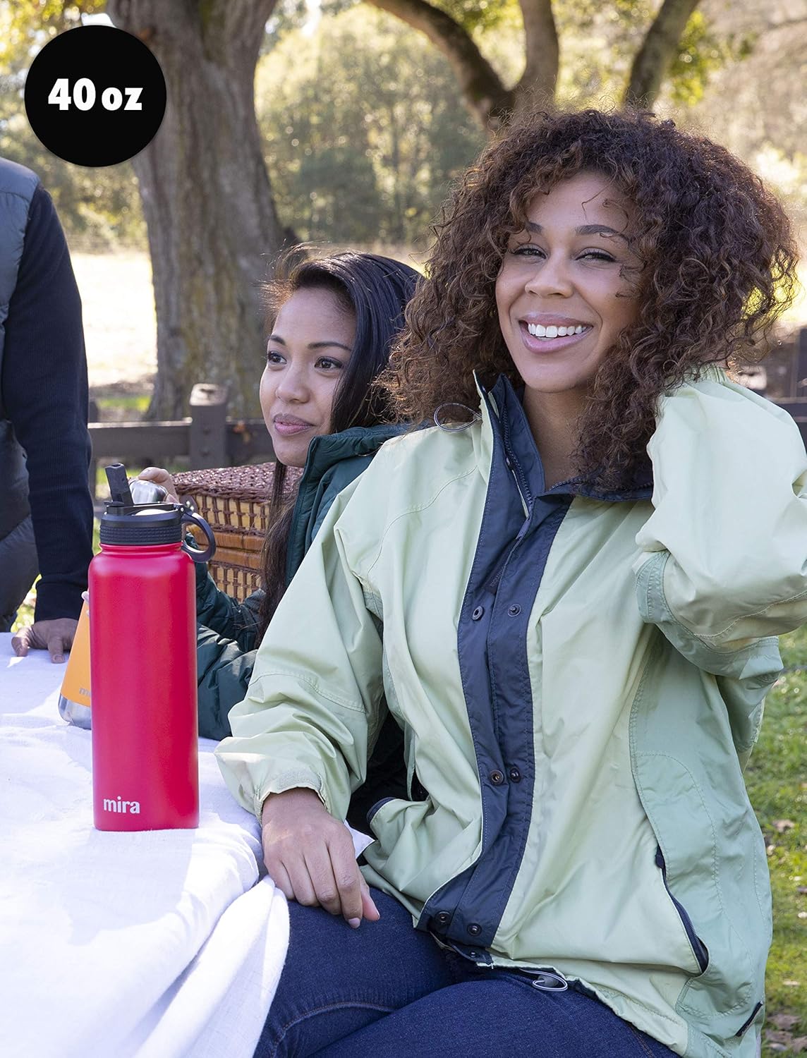 MIRA 40 oz Insulated Water Bottle - Stainless Steel Sports Flask with 2 Lids (Straw & Handle) - Cold Drink Thermo - Teal - Image 5