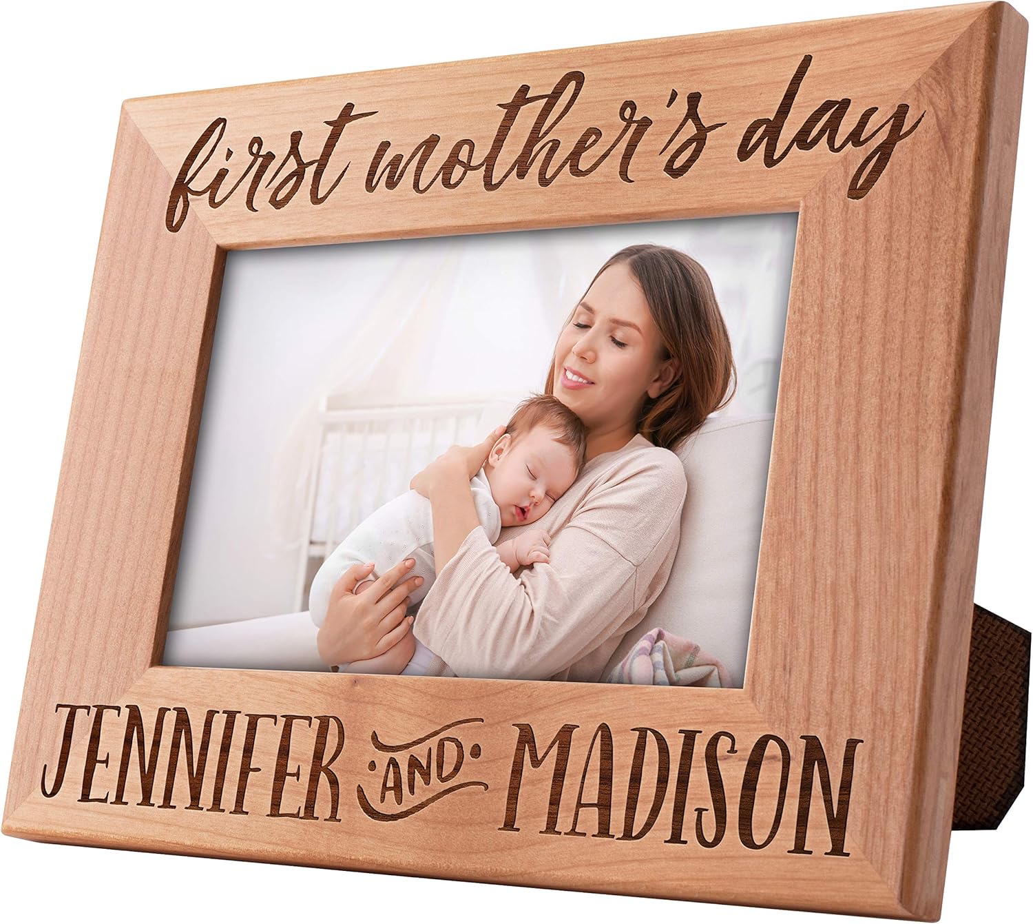 Customization Mill Personalized 1st Mother's Day Picture Frame, New Mom Gifts | Names, 4 Designs, 2 Sizes | Gift for Mom from Sister, Daughter, Son, Husband, Friend, Mom, Unique Gift Ideas