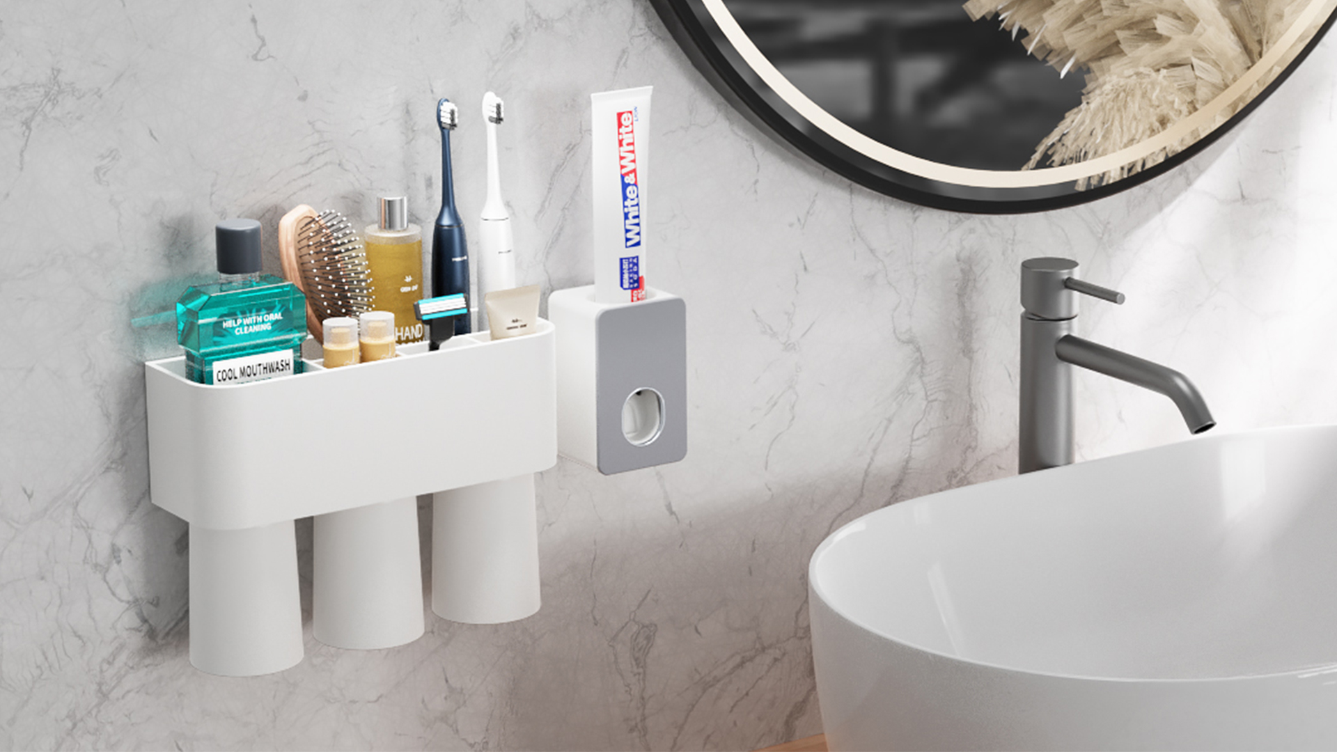 Transform Your Bathroom Routine with the Wall Mounted Automatic Toothpaste Holder & Dispenser Set 7 Amazon.com: VITVITI Toothbrush Holders for Bathrooms, Toothbrush Holder and Toothpaste Dispenser Wall Mounted, Automatic Plastic Tooth Brushing Holder with 3 Cups, White : Home & Kitchen