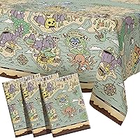 Vista 8 de Mantel pirata para decoración de fiesta, manteles de plástico desechables rectangulares con barco pirata, mantel de plástico para decoración