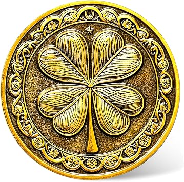 عملة الحظ السعيد - ميدالية البرسيم والنسر ذات الأربع أوراق لثروة وازدهار أداة خدش تذاكر اليانصيب عملة واحدة