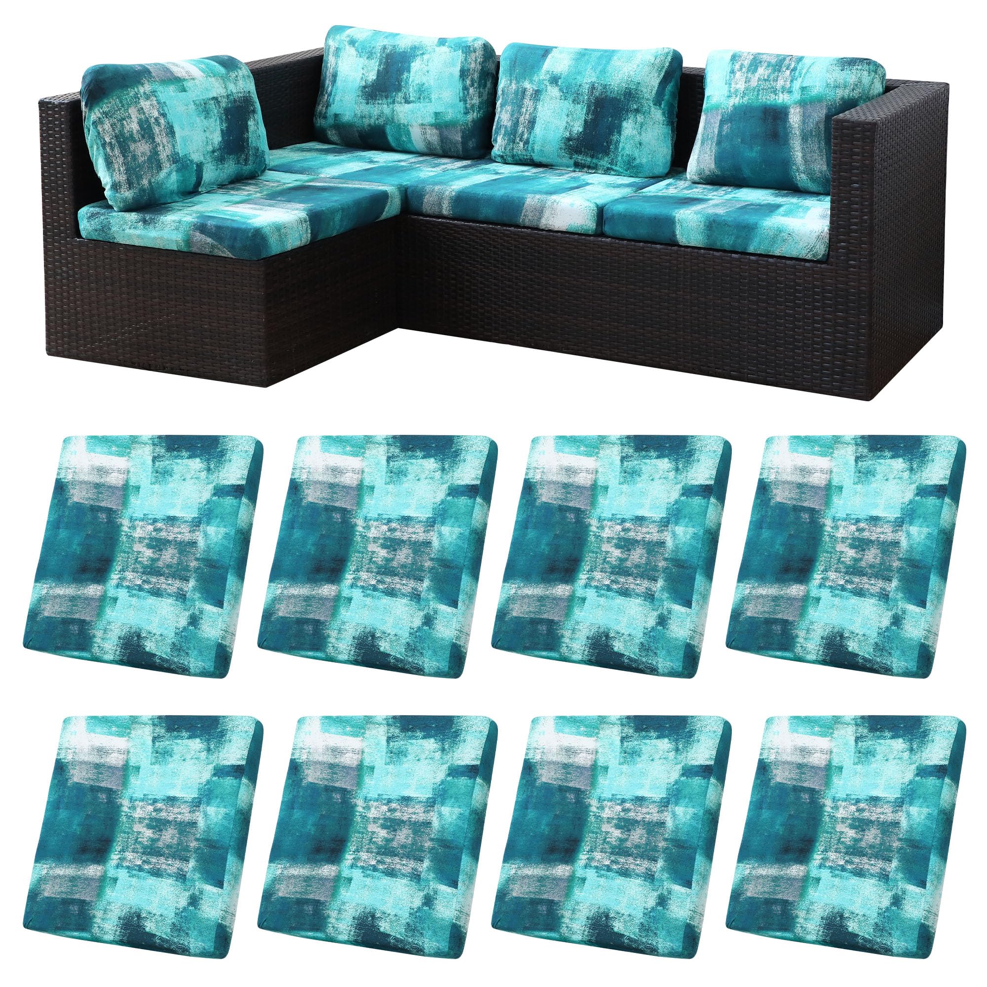 8 Pcs Outdoor Cushion Covers, Patio Sofa Cushion Covers Replacement