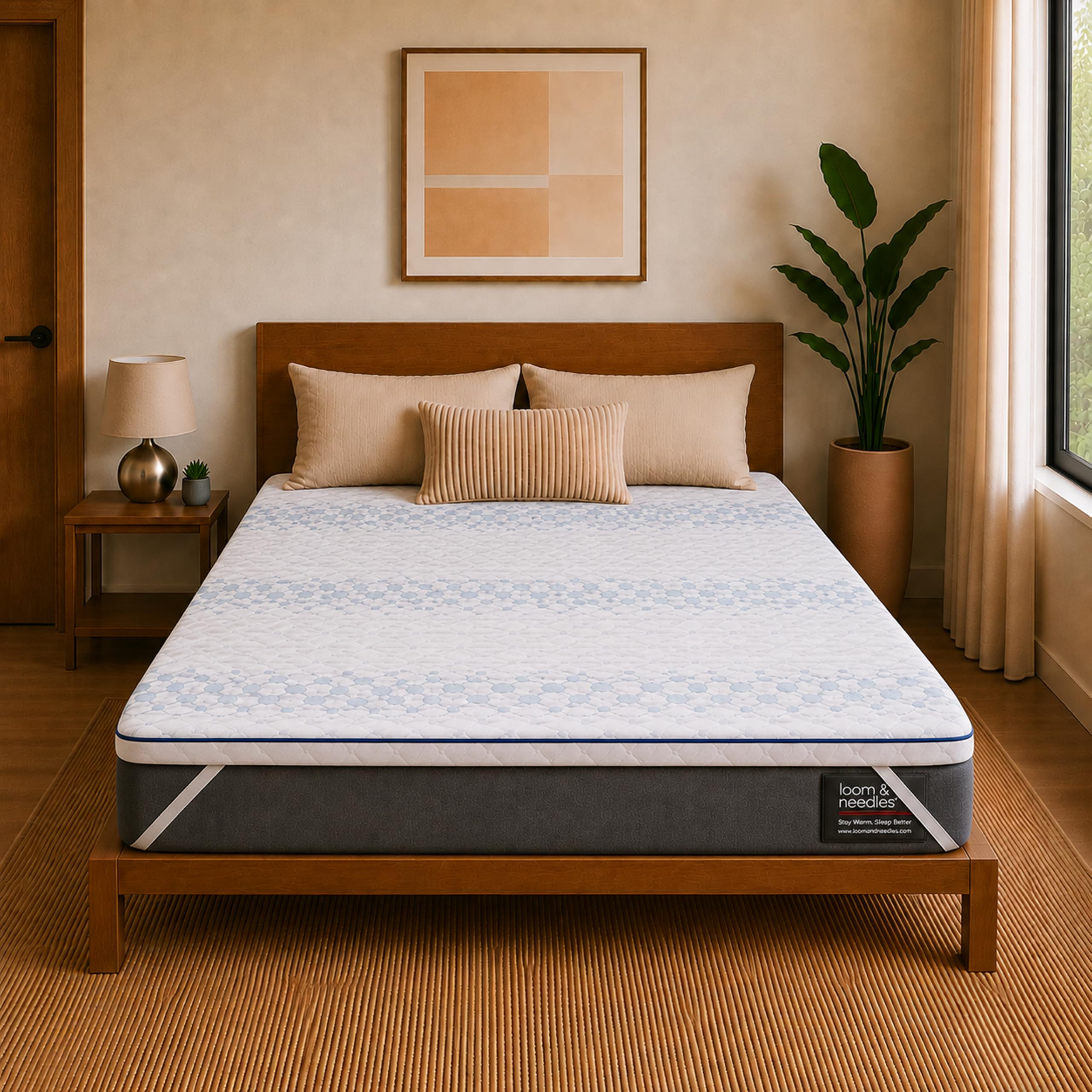 Loom & Needles Gel Memory Foam Mattress Topper | Multi Zoned 500 GSM Soft Double Size Quilted Padding with Elastic Strap & Breathable Cover | Body Contouring Orthopedic Back Support, 75x48x2 Inches-image-38
