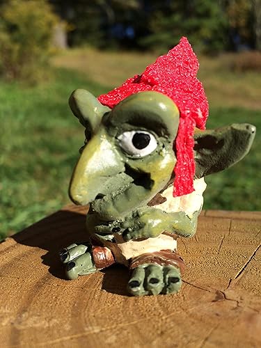 Miniatura 6 de Miniature Faerie Garden Goblin Or Troll With Felt Red Cap Perfect For Troll Bridges Or Faerie Gardens