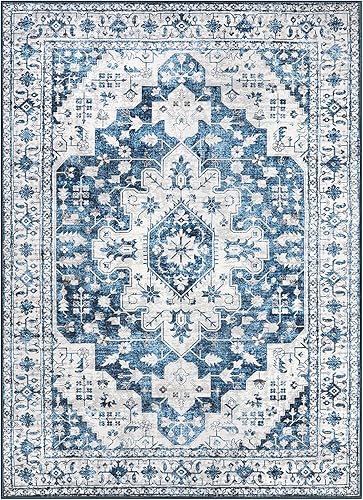 Vista 127 de Moynesa Alfombra de pasillo ultrafina lavable, vintage, de 2 pies 6 x 8 pulgadas, antideslizante, resistente a las manchas, resistente a