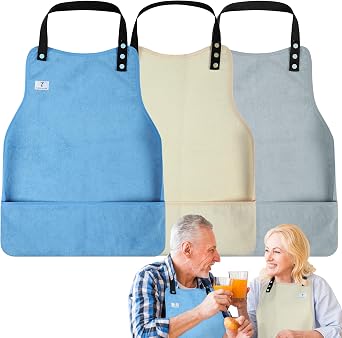 3Pack Adult Bibs with Crumb Catcher for Men,Eating Cloth for Adults,Clothing Protectors
