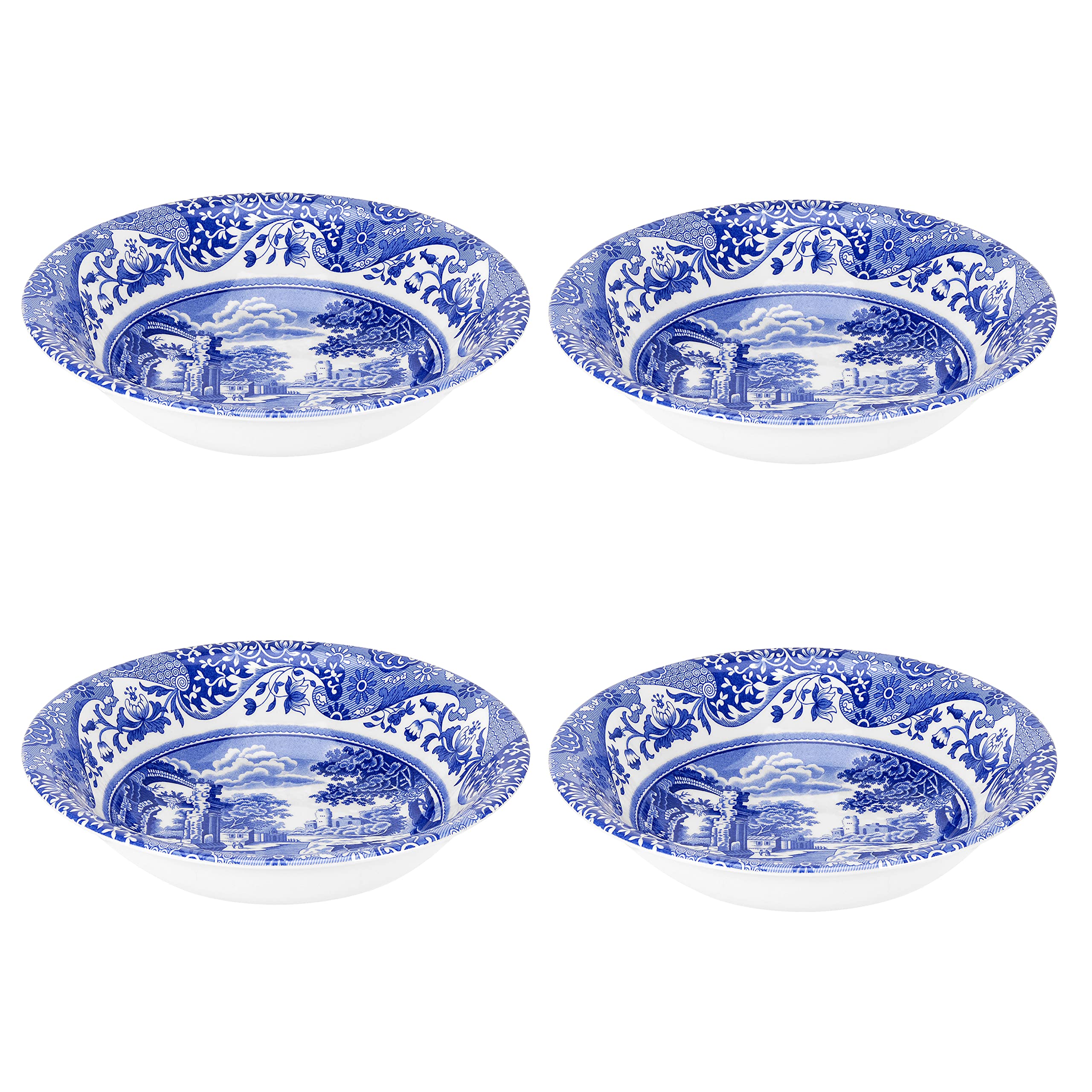 Spode Blue Italian Cereal Bowl| Set of 4| Oatmeal, Cereal, and Rice Bowl|