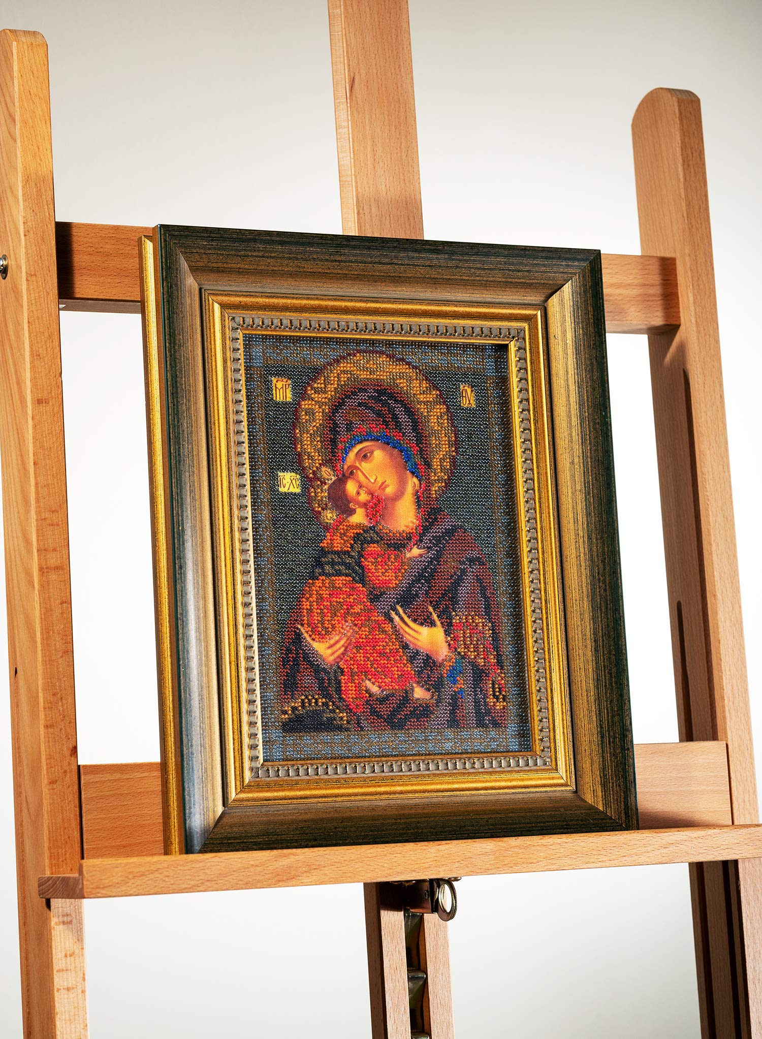 Zestaw do haftowania koralików DIY ikona Matki Bożej Włodzimierza 18 cm x 25 cm kolorowe płótno zestaw koralików przewodnik igły początkujący