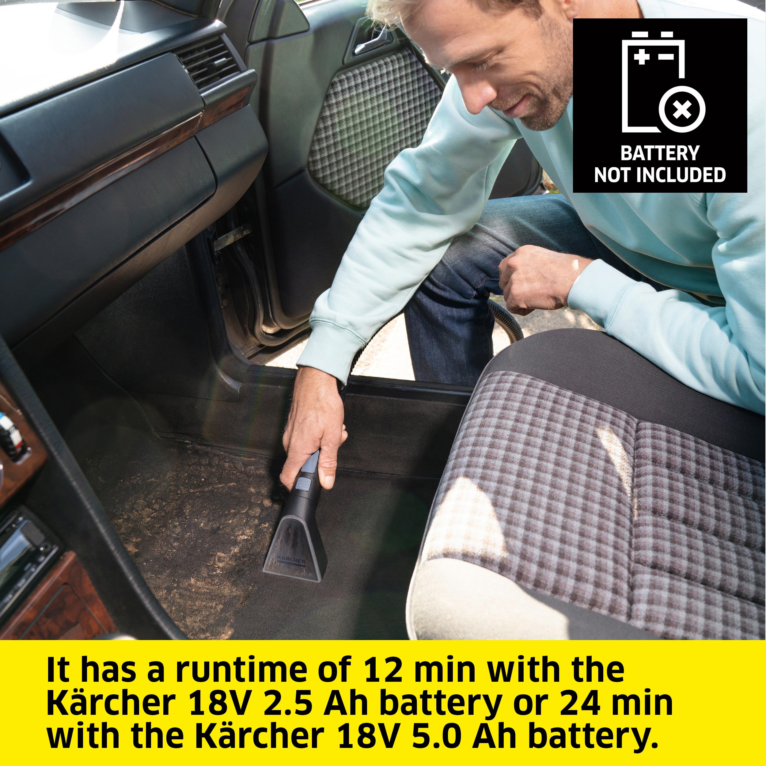 Kärcher Limpiador inalámbrico de alfombras y tapicería, función de autolimpieza, limpiador de manchas para alfombras, coches y muebles, SE 3-18 compacto, solo herramienta