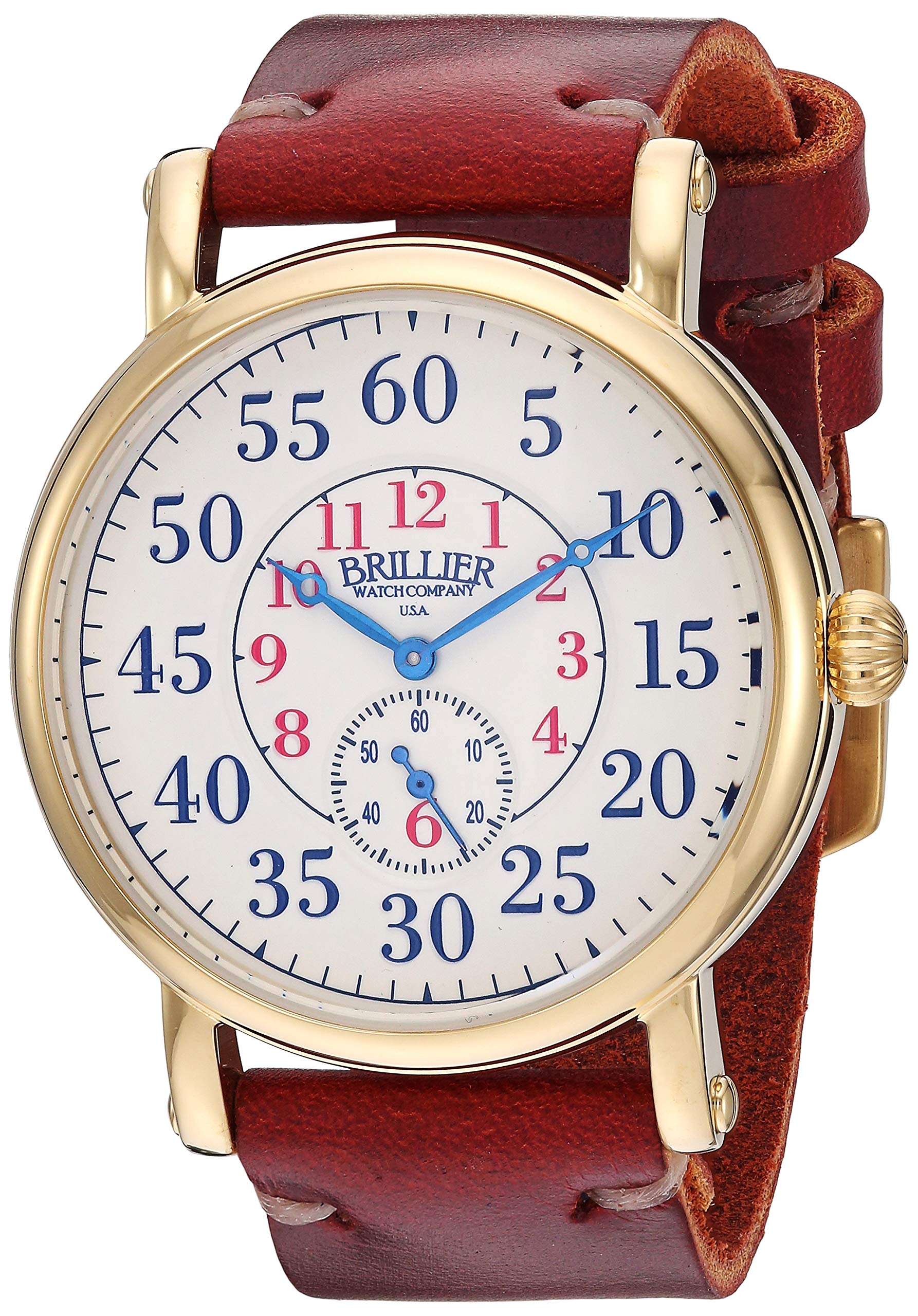 BrillierRailroad Collection, Eastern Standard Steel Timepiece, Designed & Assembled in The United States., White, Quartz Movement