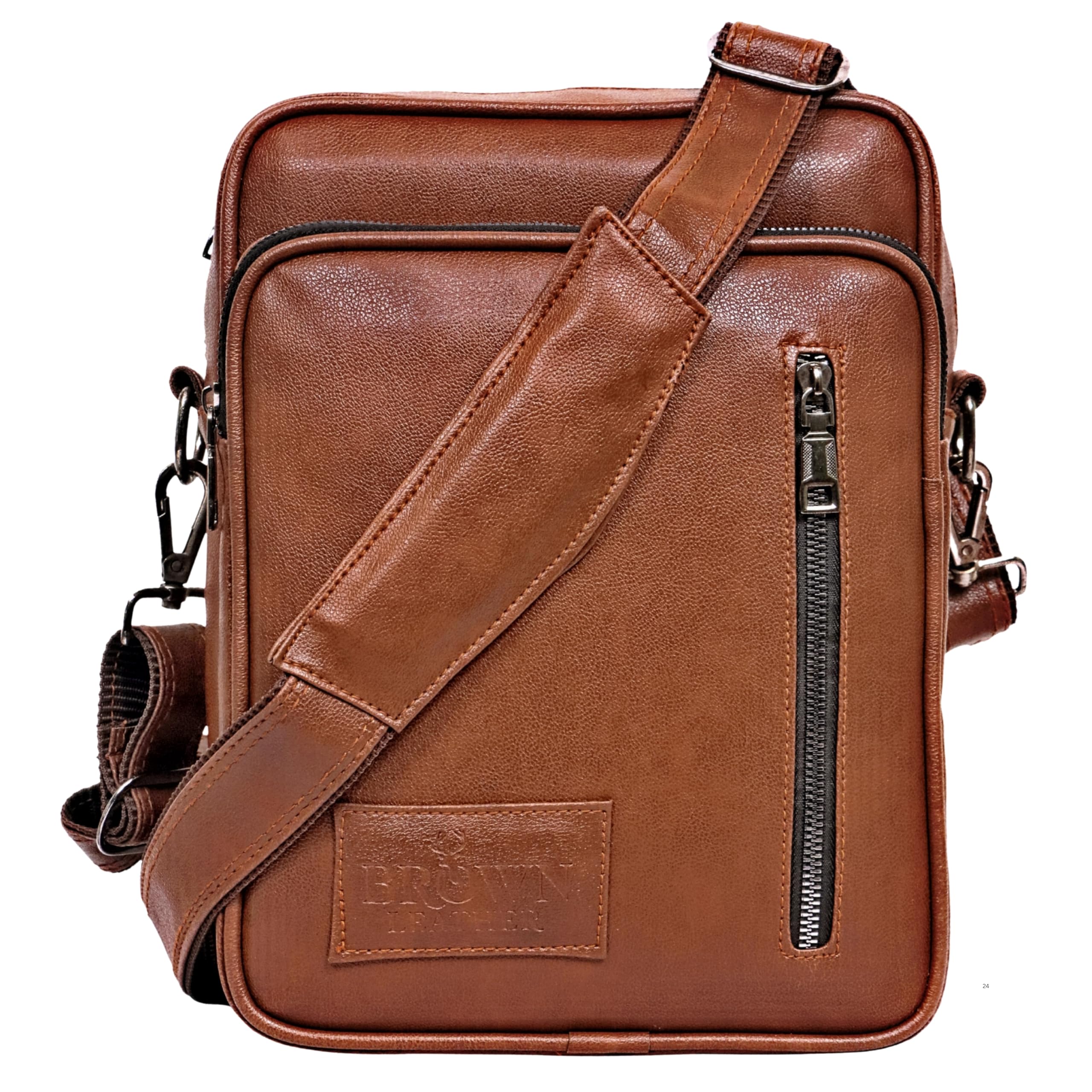 Sling Bag for Men | Premium PU Leather Messenger Bag | Water Resistant Crossbody Shoulder Bag for Travel, Office & Daily Use | Adjustable Strap | 29 x 21 x 11 cm | Tan-image-37