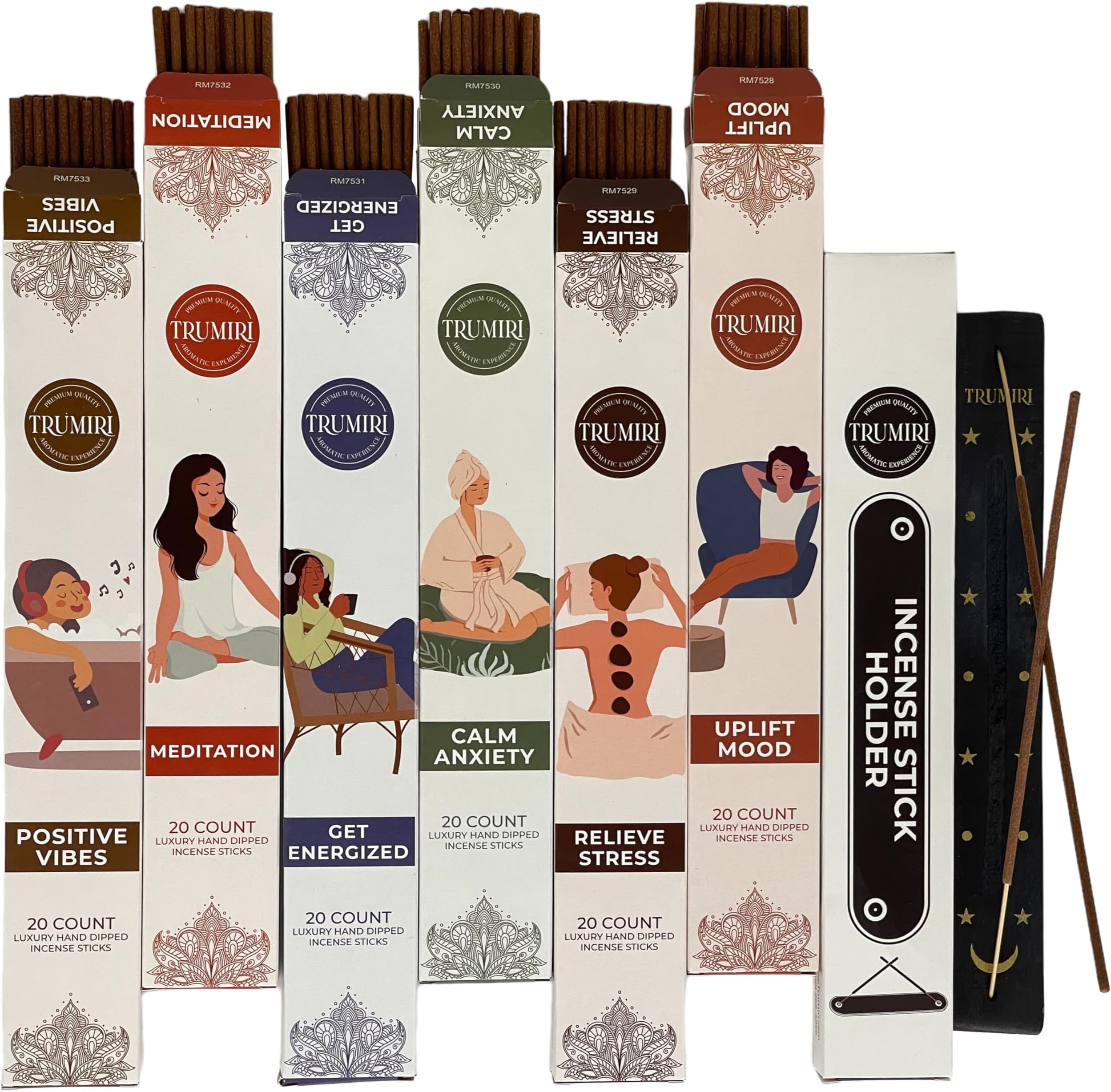 Aromatherapy Incense Sticks - Total 120 Insence-Sticks (20 Insense x 6 Inscents) - Aromatic Inciensos for La Casa Aroma Incents for Positive Vibrations, Meditation Relief